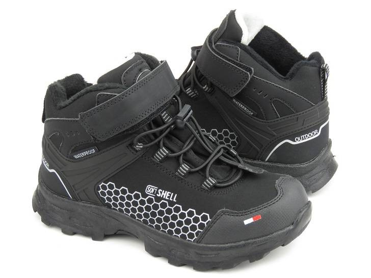 Śniegowce dziecięce z softshell i tripletex - AMERICAN CLUB HL 25/22, czarne