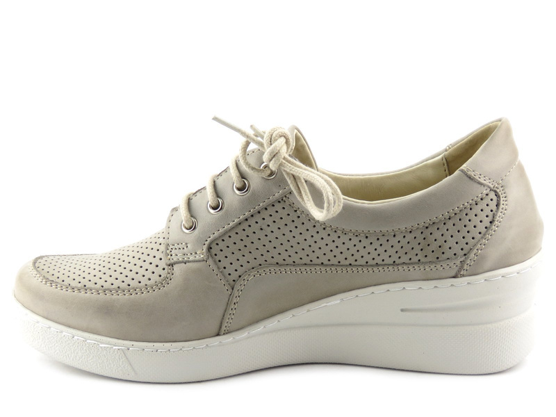 Sneakersy damskie na koturnie - HELIOS 373, szare