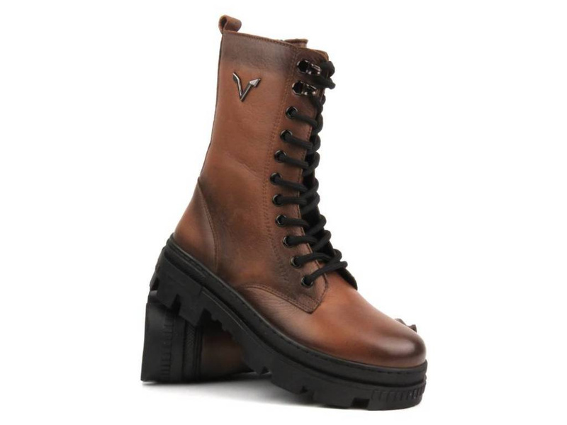 Trapery damskie skórzane - VACARRO 493, brązowe