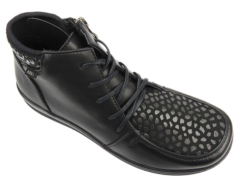 Wygodne Botki Damskie - AXEL Orthopedic 4488 Czarne Na Zamek