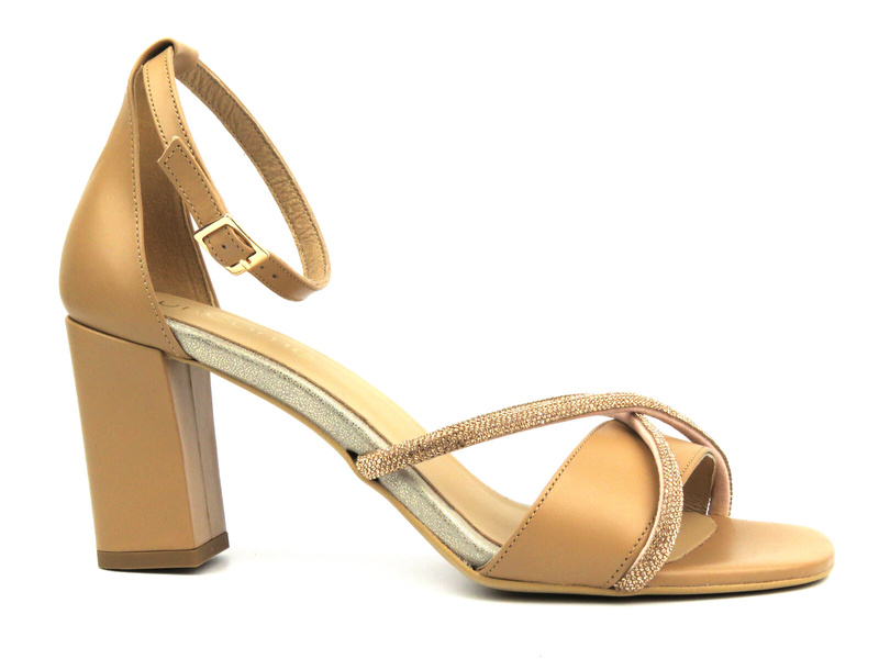 Sandały damskie na obcasie - UNCOME 38505, brązowe