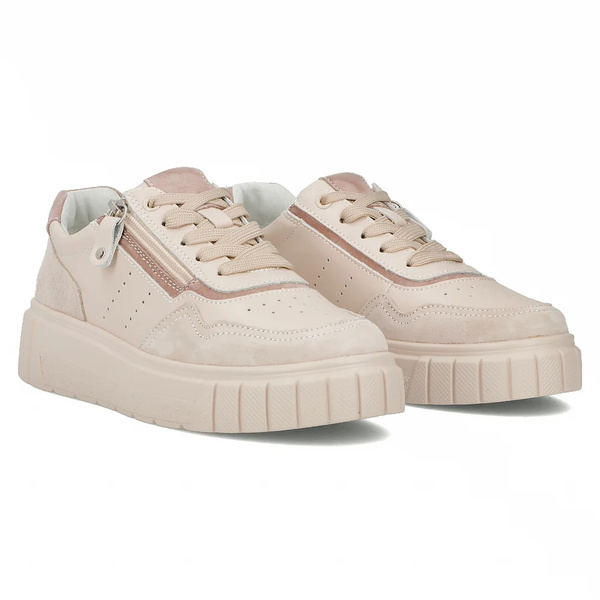 Sneakersy damskie na platformie - Filippo DP6862/25, beżowe
