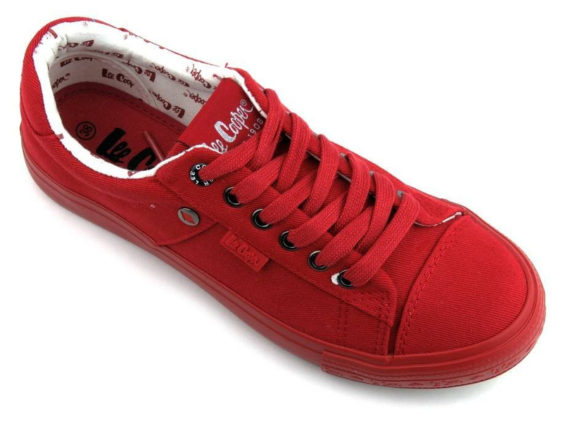 Trampki damskie z tkaniny - Lee Cooper 21-31-0004L, czerwone