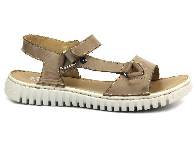 Skórzane sandały damskie polskiej marki - HELIOS Komfort 249S, beżowe