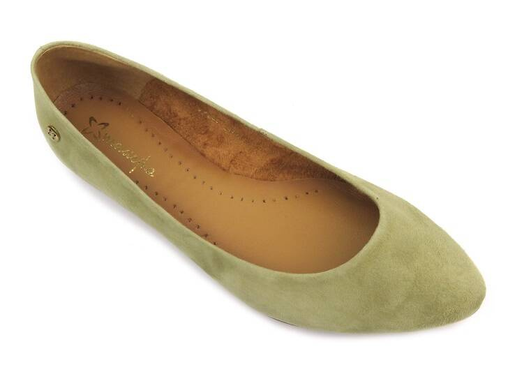 Skórzane baleriny polskiego producenta - MACIEJKA 4100S-24, oliwkowe 
