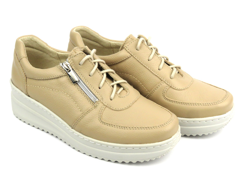 Wygodne półbuty damskie - Helios 419, jasnobeżowe