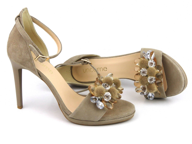 Sandały damskie na szpilce - Uncome 36306, beżowe