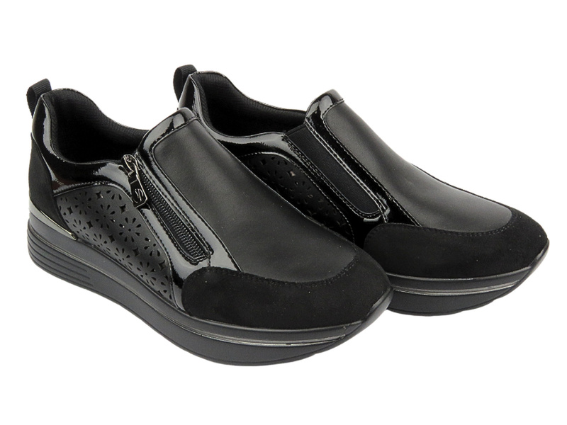 Sneakersy damskie na suwak czarne INBLU IN-389
