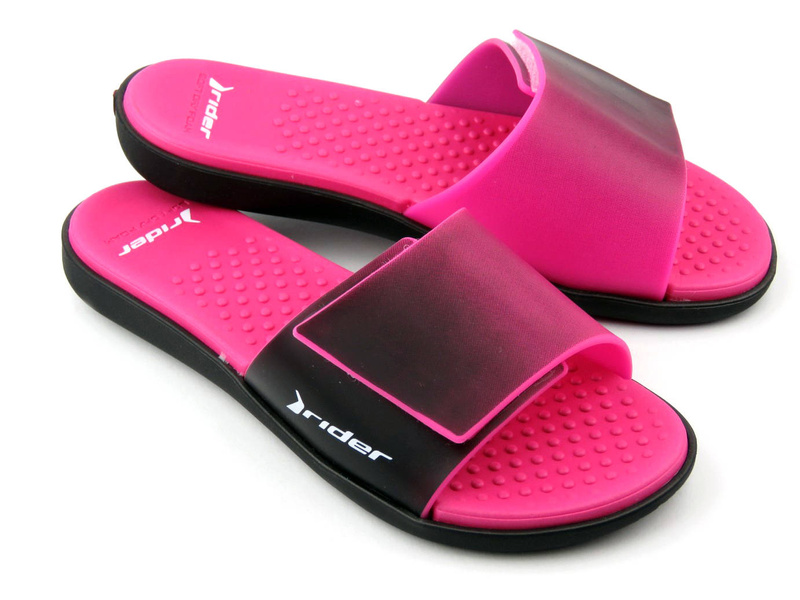 Sportowe klapki damskie z regulacją szerokości - RIDER 83170, czarno-różowe