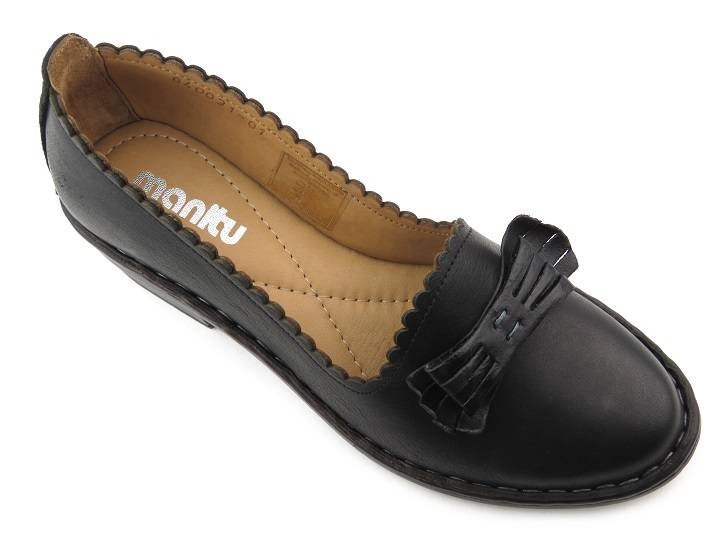 Czółenka, półbuty damskie na obcasie - MANITU 840031-01, czarne