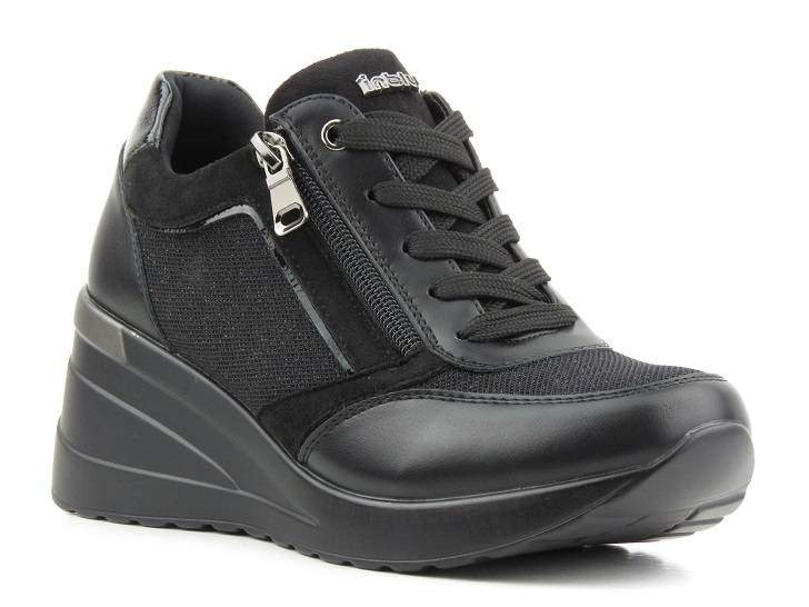 Adidasy damskie na koturnie - INBLU IN001298, czarne