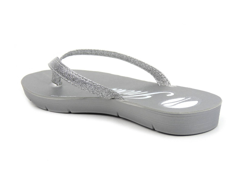 Japonki damskie z błyszczącym paskiem - INBLU ME-40, srebrne