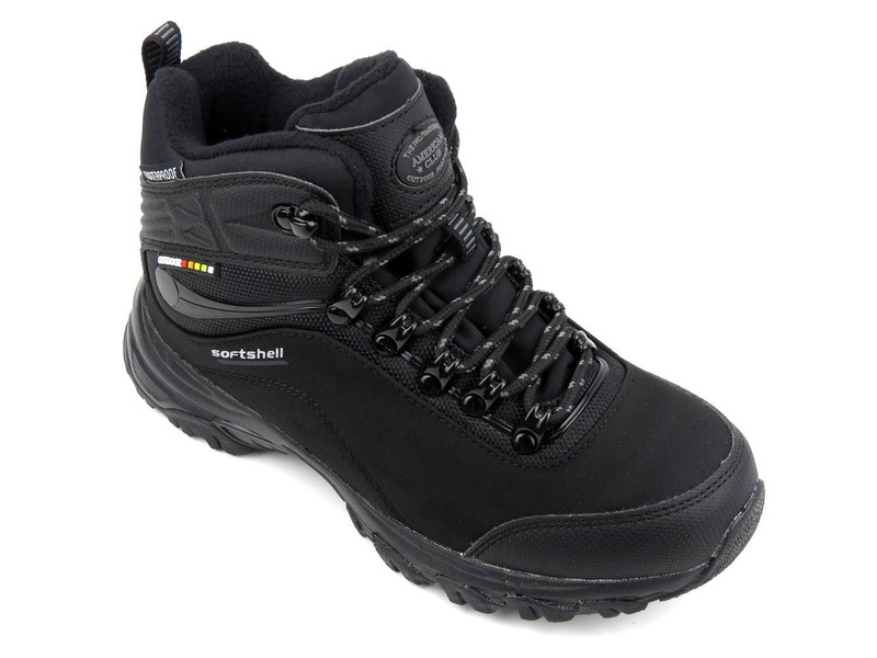 Wysokie trekkingi damskie ocieplone - AMERICAN CLUB WT56/21(22), czarne
