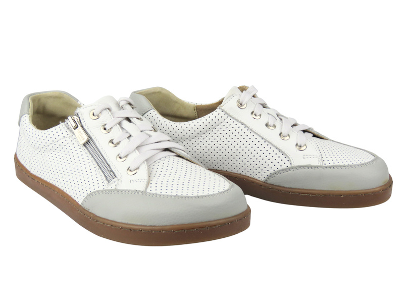 Barefoot skórzane minimalistyczne półbuty damskie Helios Komfort 470, białe 4