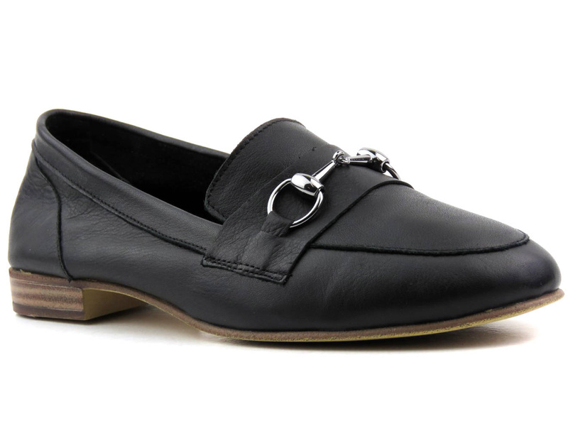 Mokasyny pensówki damskie z miękkiej skóry - VENEZIA 2001S, czarne