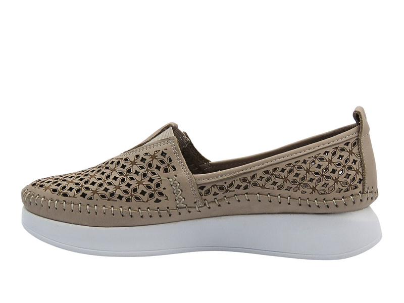 Ażurowe półbuty damskie jasnoszare Nika Komfort H0712