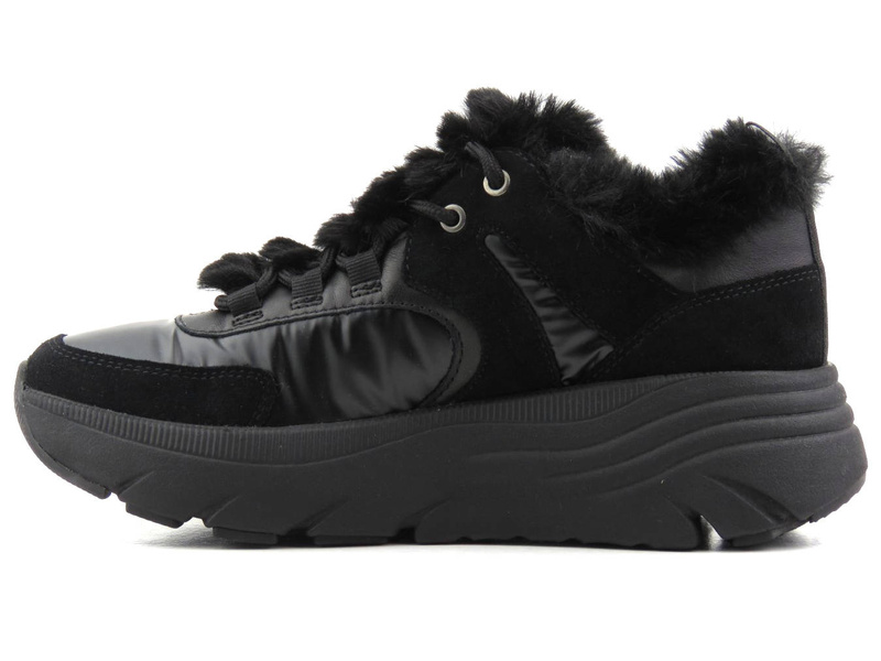Półbuty, sneakersy damskie z futerkiem - GEOX Respira D26UFB, czarne