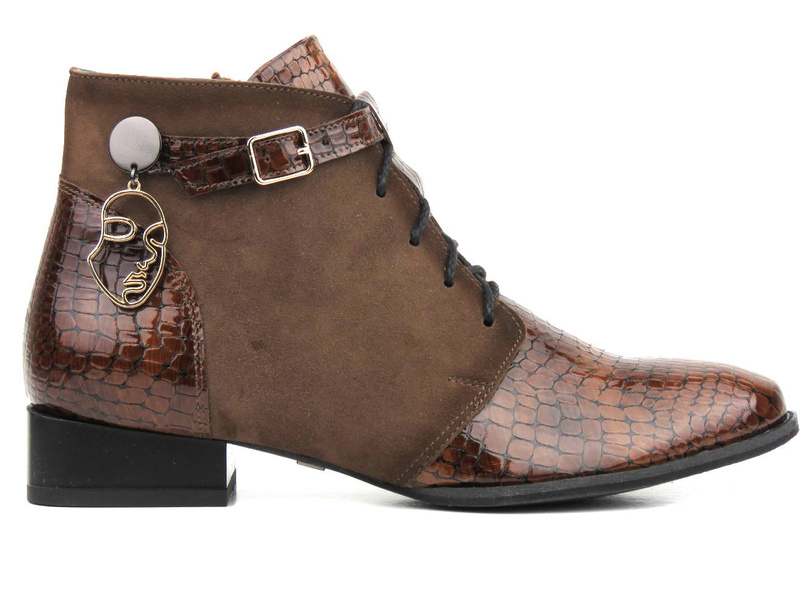 Oryginalne botki damskie na niskim obcasie - MACIEJKA 5743A-02, brązowe