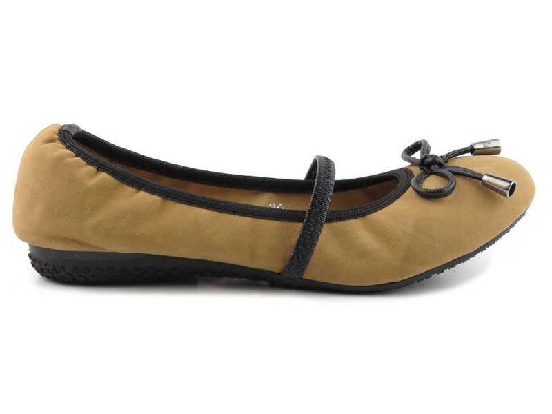 Baleriny dziecięce z gumką - MSTVOGUE 209-S66, brązowe