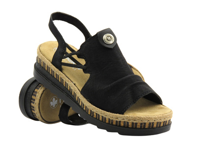 Sandały damskie z zabudowaną cholewką czarne Rieker V7972-00