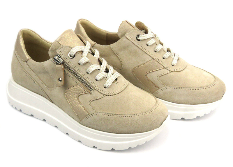 Sneakersy damskie na platformie - KAMPA N819, beżowe