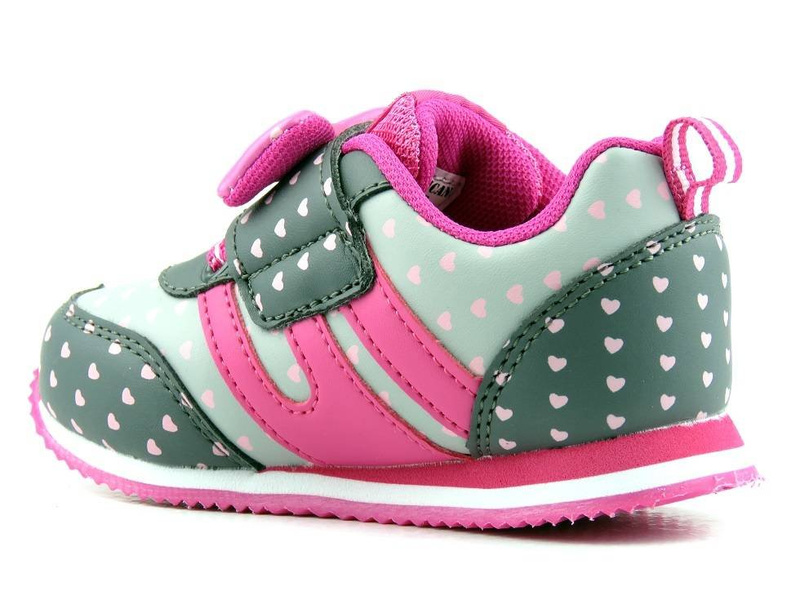 Buty sportowe dla dziewczynki - American Club BS 11/21 różowe, z serduszkami