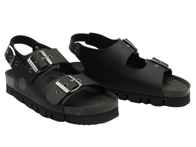 Skórzane sandały damskie - Brinkmann 710165-01, czarne