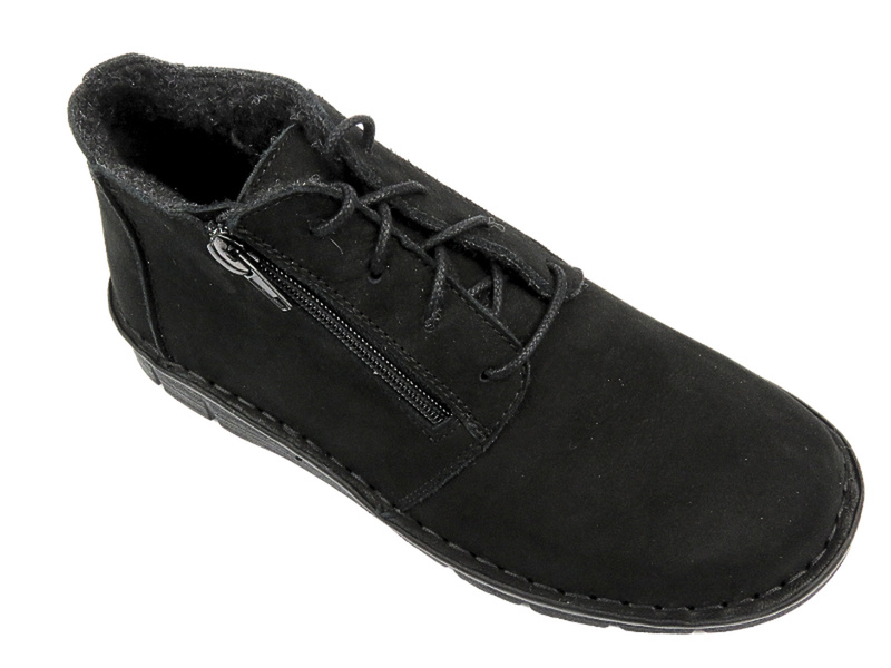 Wygodne botki damskie z miękkiej skóry - Nika Komfort 1388, czarne