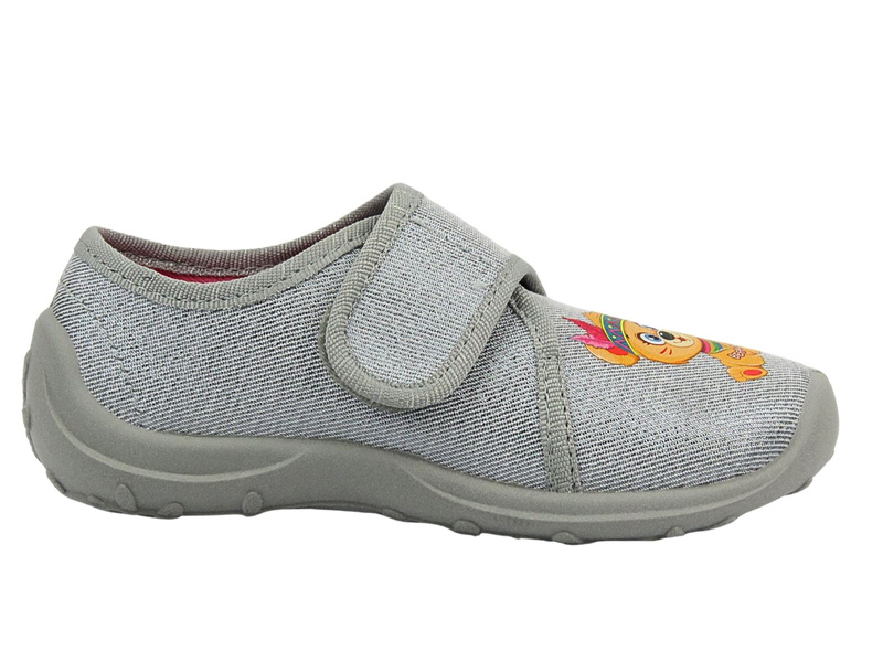 Miękkie kapcie, buty dziecięce z tęczą - BEFADO 660X061, szare