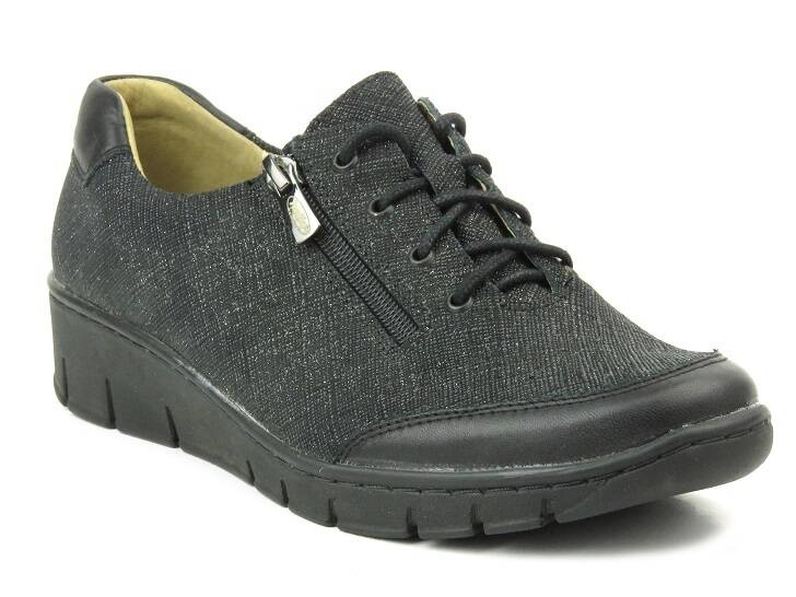 Skórzane buty damskie sportowe - Helios Komfort 334, czarne