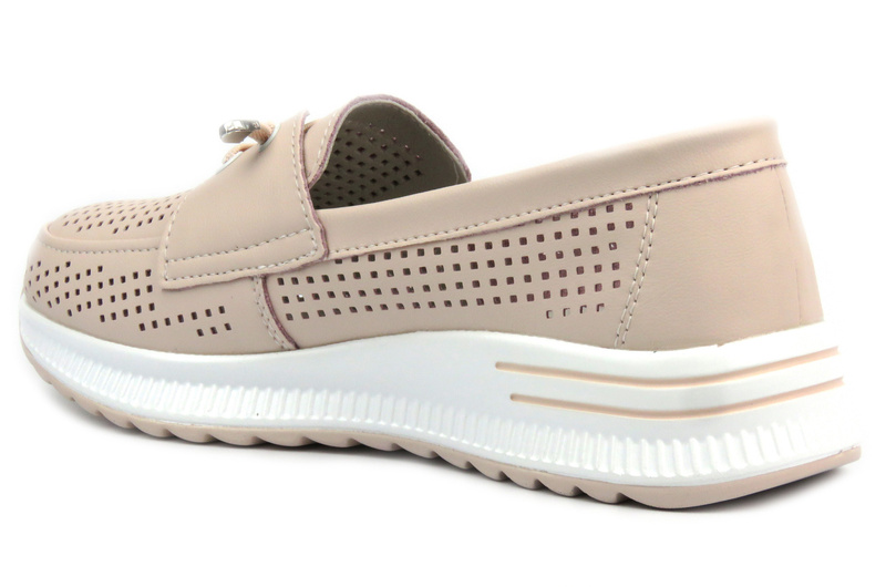 Ażurowe półbuty damskie - Artiker 52C1888, różowe