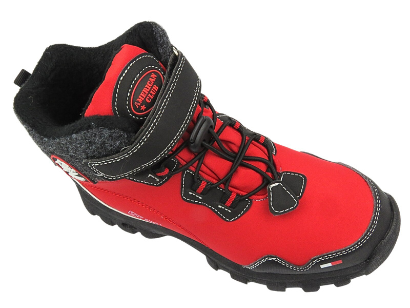 Śniegowce Trapery Dziecięce AMERICAN CLUB Softshell RL 127/23 Czerwone Na Rzepy