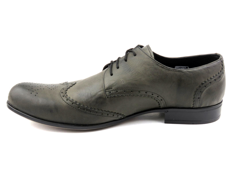 Skórzane brogsy męskie MOSKAŁA 492, szare