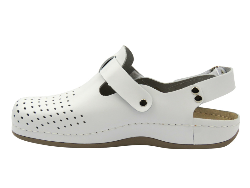 Klapki Męskie Leon 701M, białe skóra