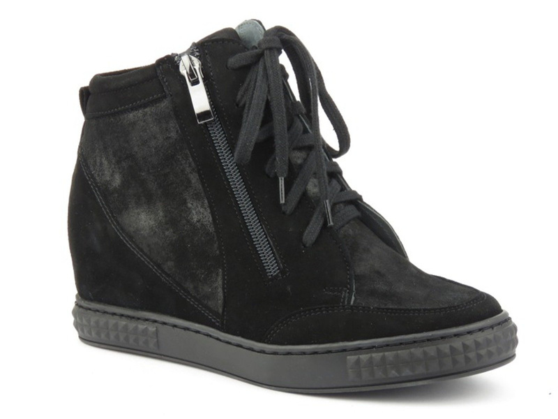 Czarne botki damskie z ukrytym koturnem - Venezia 1123,