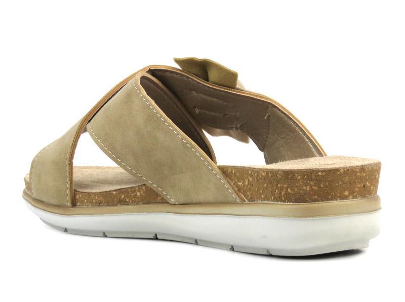 Klapki damskie ze skrzyżowanymi paskami- INBLU PG-18, piaskowe