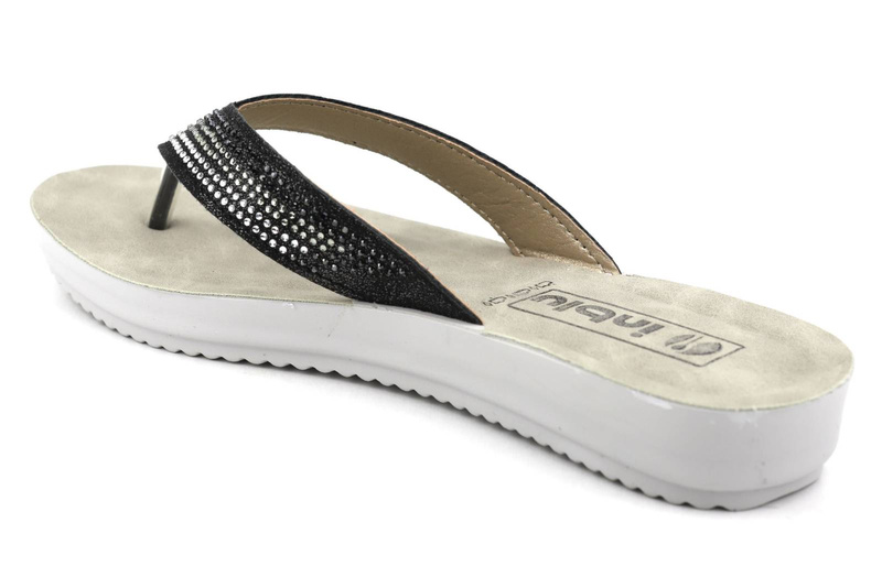 Japonki damskie z ozdobnymi paskami - Inblu BM-64, czarne