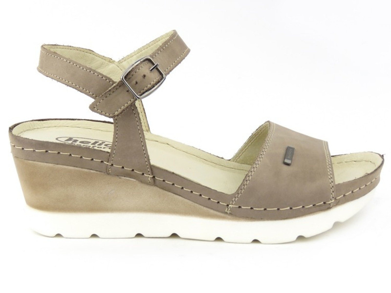 Wygodne sandały damskie na koturnie - Helios Komfort 220, beżowe
