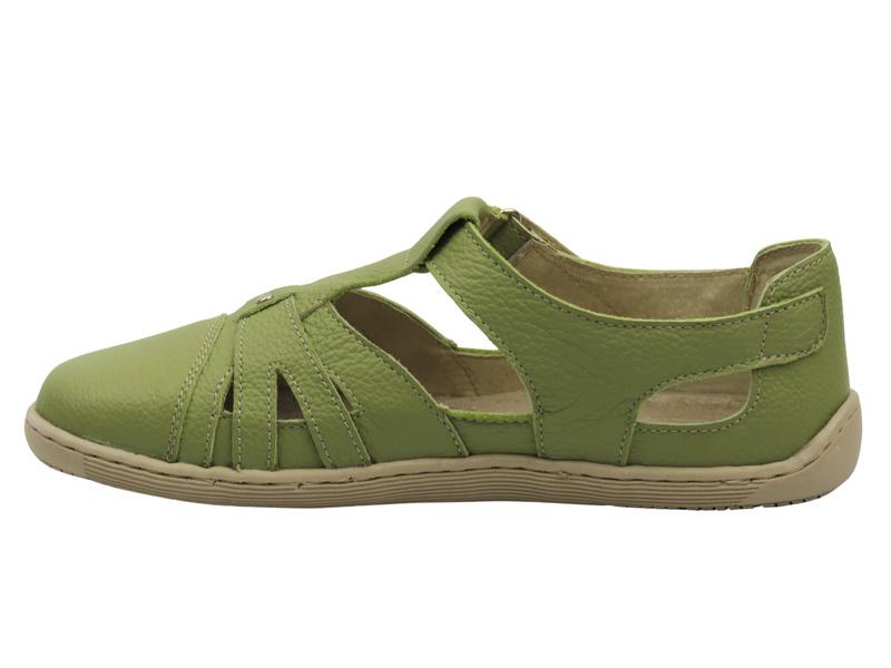 Barefoot skórzane minimalistyczne półbuty damskie zielone Helios Komfort 466