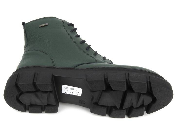 Skórzane botki, trapery damskie polskiej marki HELIOS Komfort 549, zielone