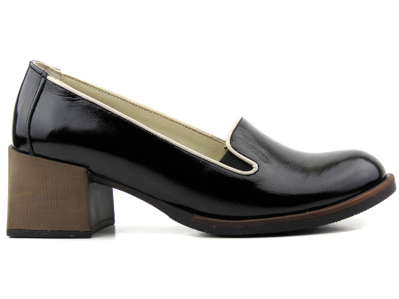 Lakierowane czółenka damskie - VENEZIA 012-141, czarne