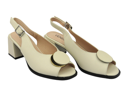 Sandały damskie na klocku - Venezia G067LEBEOBS006, beżowe