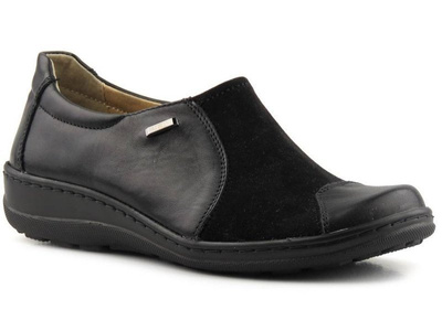 Wygodne półbuty damskie z rozciągliwą cholewką - HELIOS Komfort 714, czarne