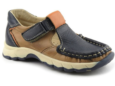 Skórzane półbuty dziecięce chłopięce zapinane na rzep - Helios 228