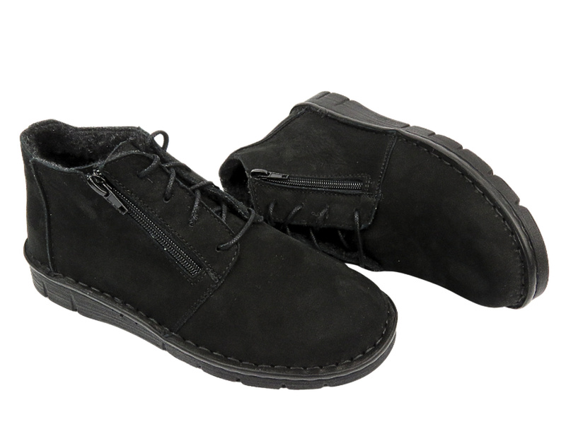 Wygodne botki damskie z miękkiej skóry - Nika Komfort 1388, czarne