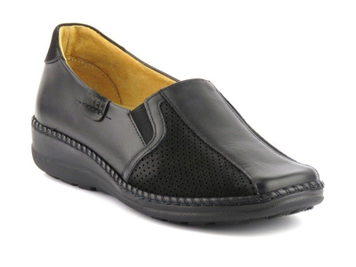 Wygodne półbuty damskie dla stóp z haluksami - AXEL 1580, czarne