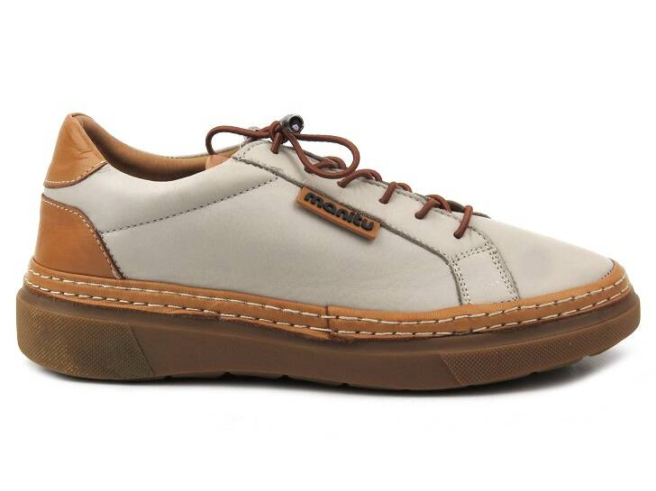 Komfortowe półbuty damskie skórzane - MANITU 850106-09, beżowe