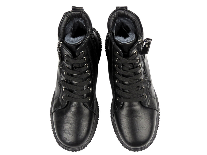 Wygodne botki damskie ze skóry ekologicznej Unisoft 24BT02-7978, czarne