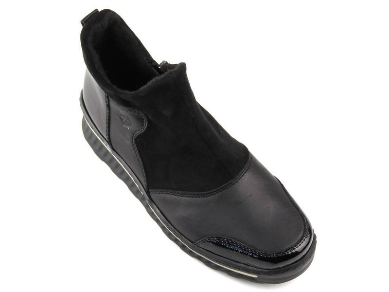 Botki damskie na suwak - HELIOS Komfort 507, czarne