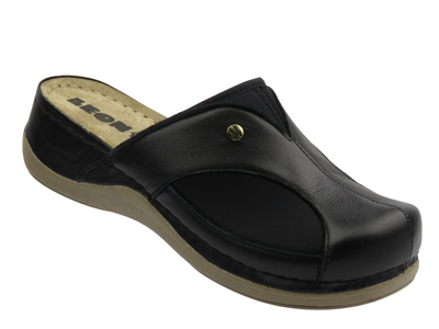 Skórzane klapki damskie czarne Leon 912